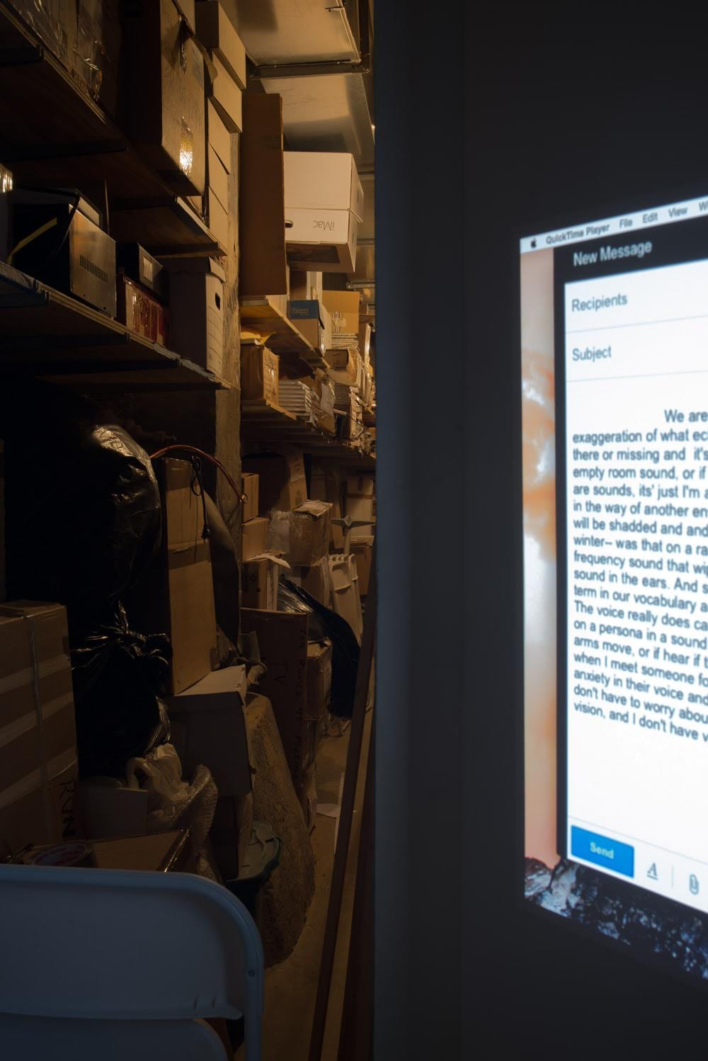 Sarah Sze, "Empty Room Sound" (2015), sound recording and video projection, dimensions variable (photo by Mike Barnett) (click to enlarge)