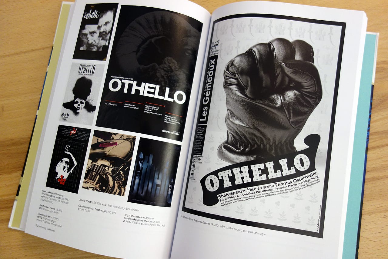 Pages in 'Presenting Shakespeare' (photo of the book for Hyperallergic)