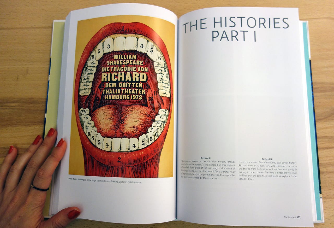 Pages in 'Presenting Shakespeare' (photo of the book for Hyperallergic)
