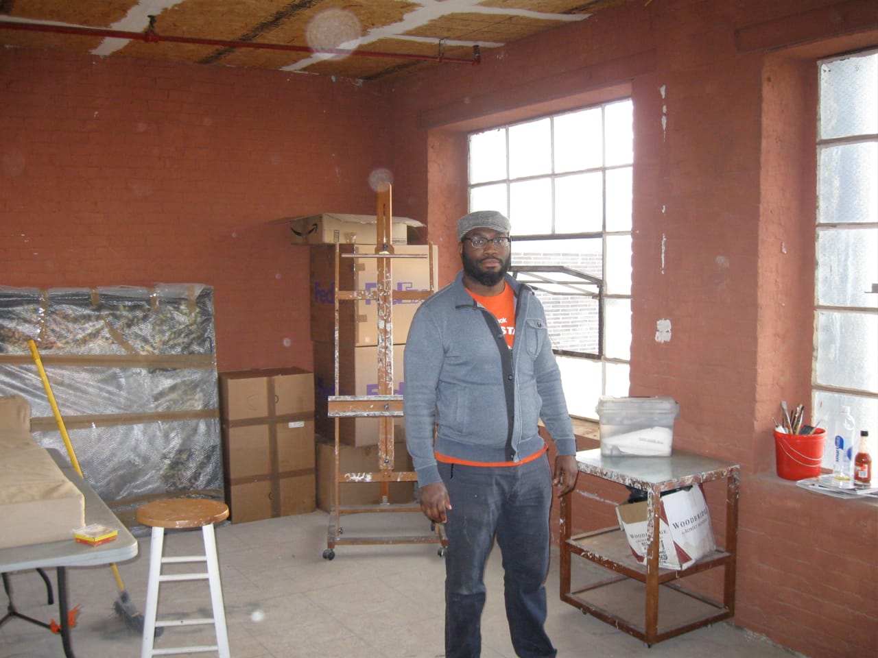 Stan Squirewell in his Bronx studio. All photos by the author for Hyperallergic.