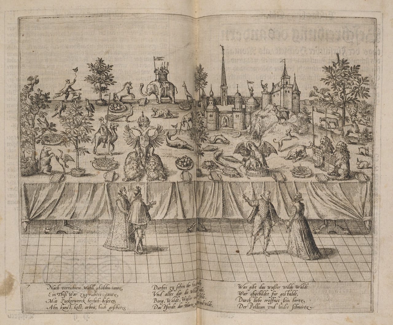  Frans Hogenberg, "Sugar banquet for the wedding of John William, Duke of Julich-Cleves-Berg, and Jakobea of Baden" (1587) (all images courtesy The Getty Research Institute)