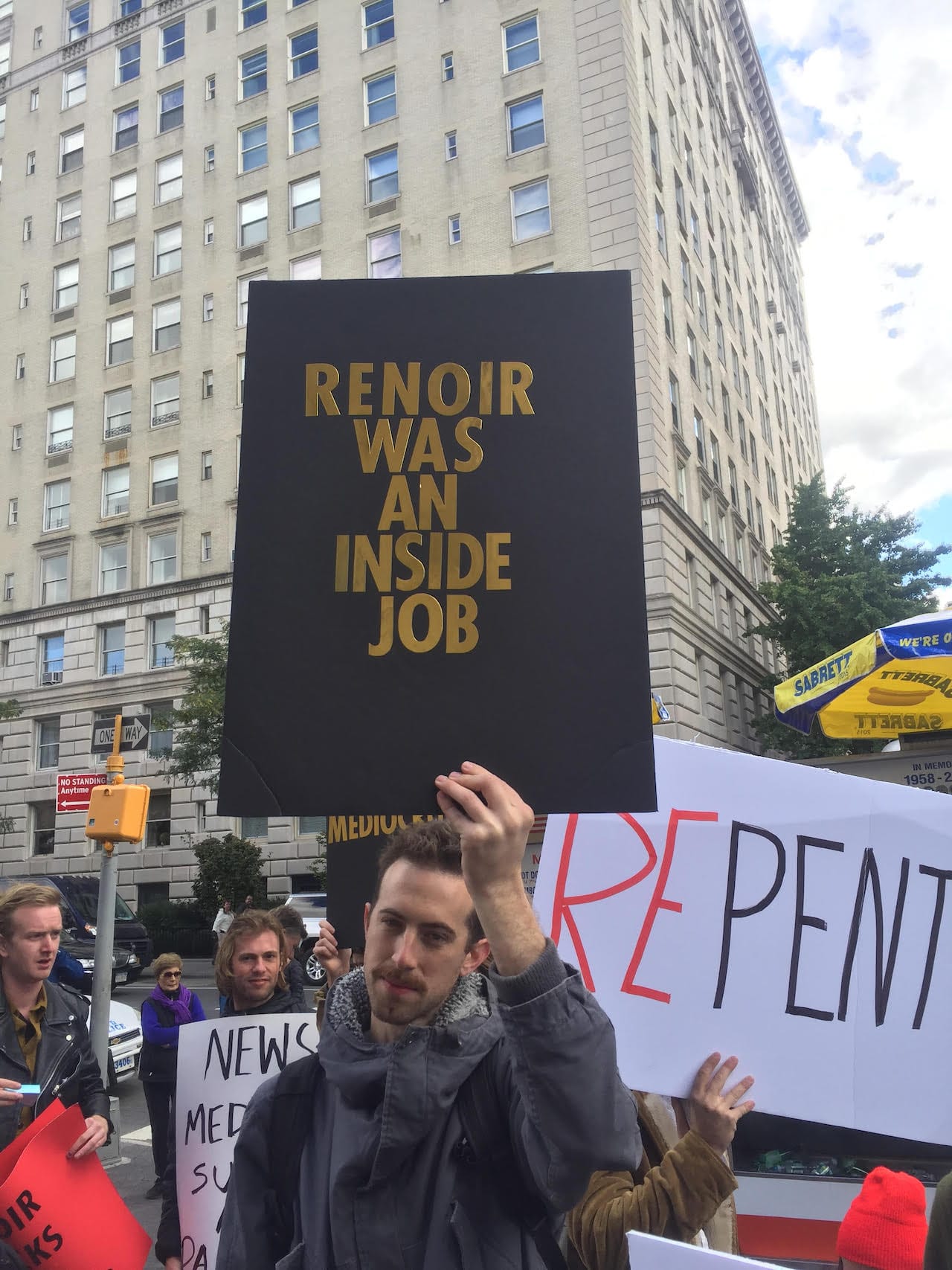 RSAP protestors outside the Metropolitan Museum of Art