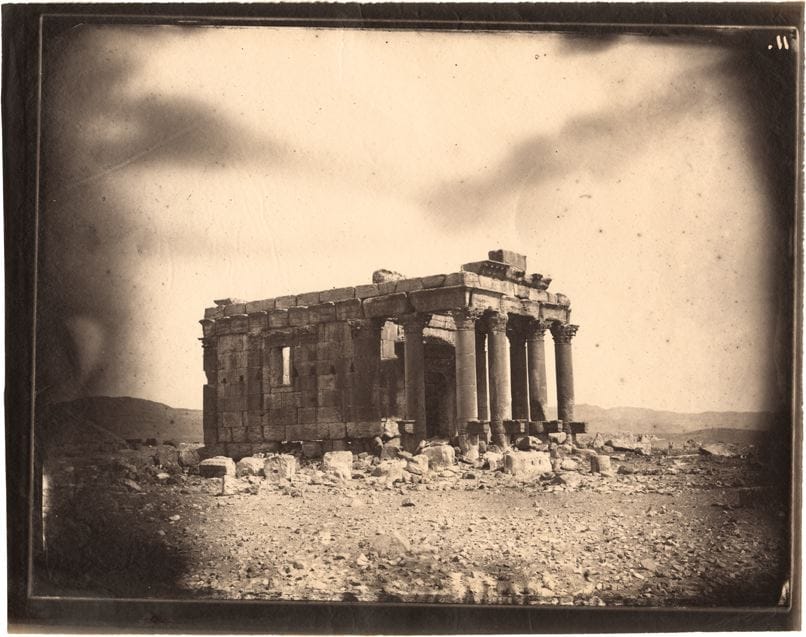 Temple of Baalshamin, Palmyra, Syria, albumen print, 1864 (negative by Louis Vignes, photograph printed by Charles Nègre)