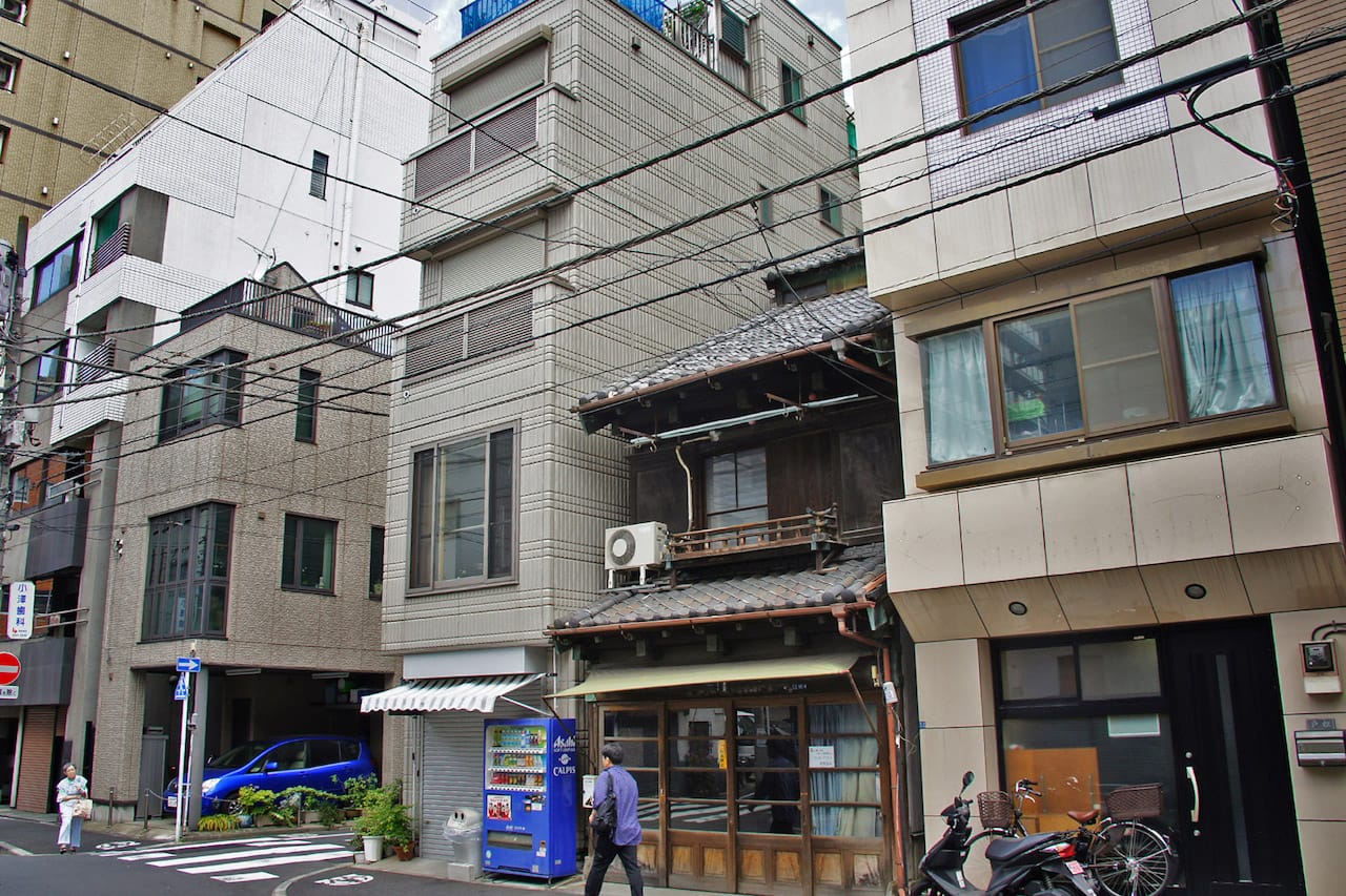 An example of the traditional wooden architecture in Tsukiji, Tokyo, where Japan is planning development for the 2020 Olympic Games (photo by Mitsuo Inagaki/World Monuments Fund)