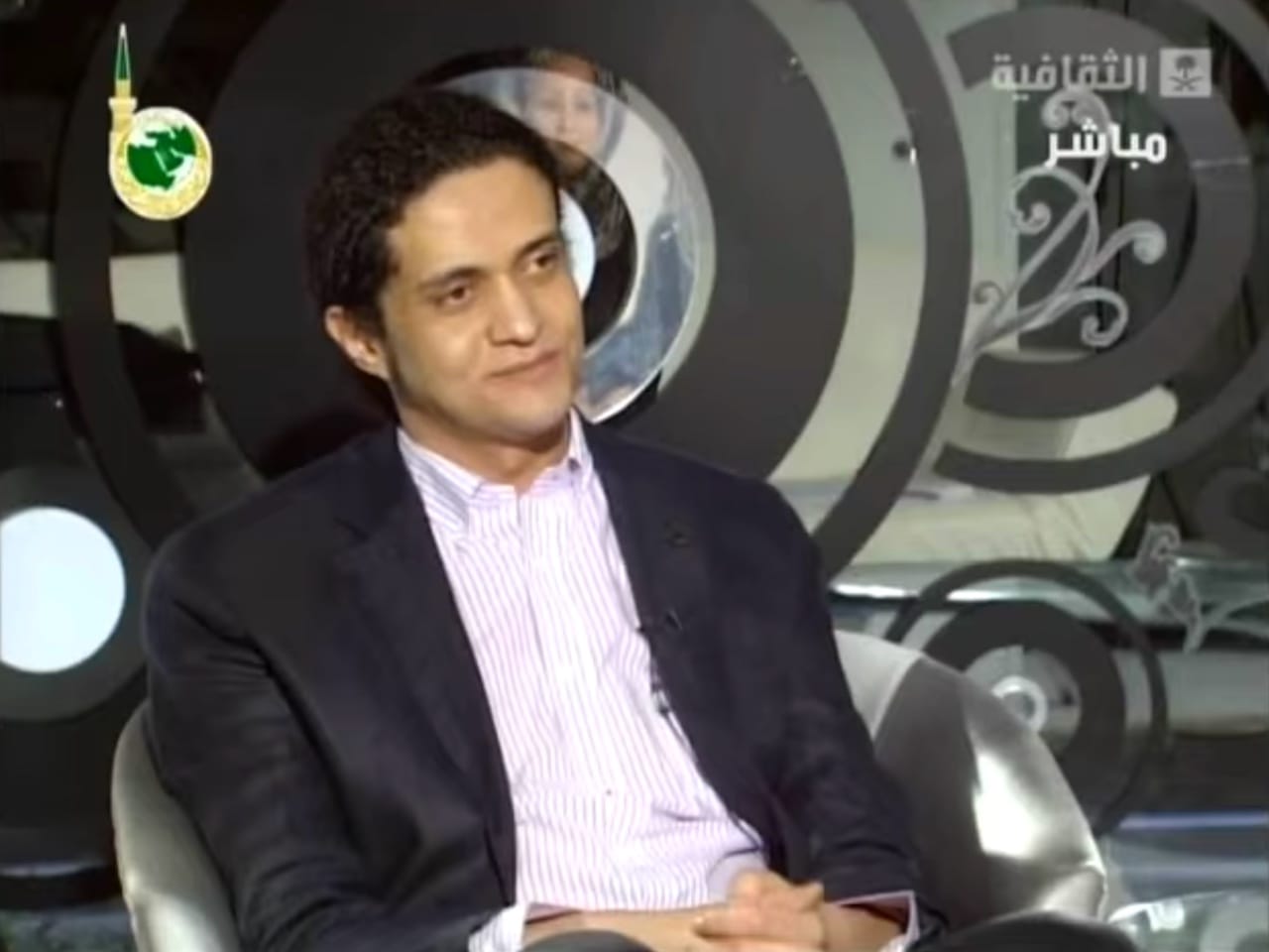 Ashraf Fayadh in a 2013 interview on Saudi television (screenshot via YouTube)
