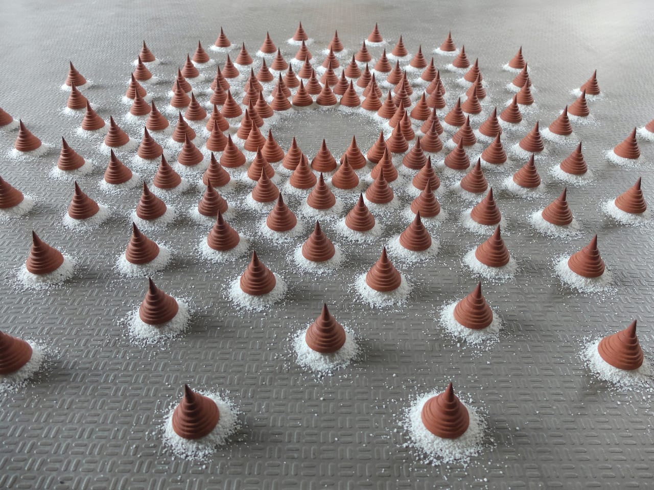 Albert Yonathan Setyawan, "Mandala Study #5" (2015), terracotta and white marble sand installation, 118.1 x 118.1 x 3.9 inches