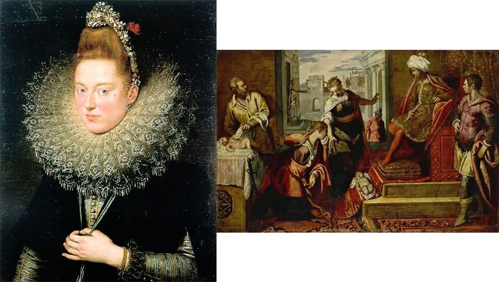 Peter Paul Reubens's "Dama delle Licnidi" (left) and Jacopo Tintoretto's "Giudizio di Salomone" (right) were both stolen from the Museo di Castelvecchio (images via @unquadroalgiorno and @unquadroalgiorno)