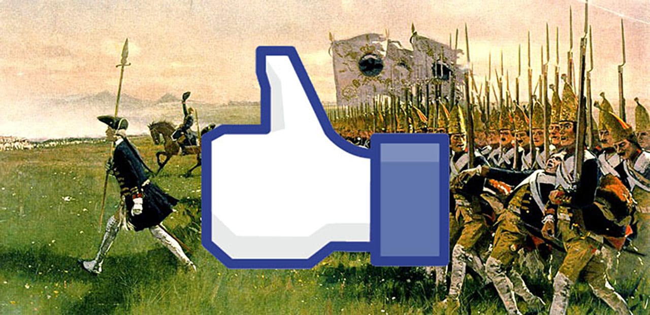 Image by Constant Dullaart featuring Carl Röchling's "Attack of Prussian Infantry" (1745)