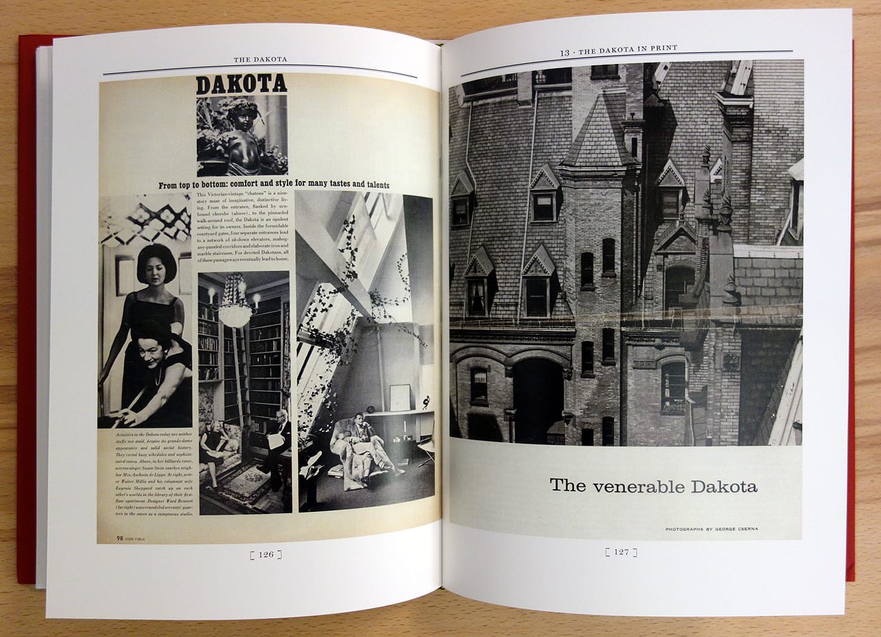 Pages from 'The Dakota: A History of the World’s Best-Known Apartment Building' (photo of the book for Hyperallergic)