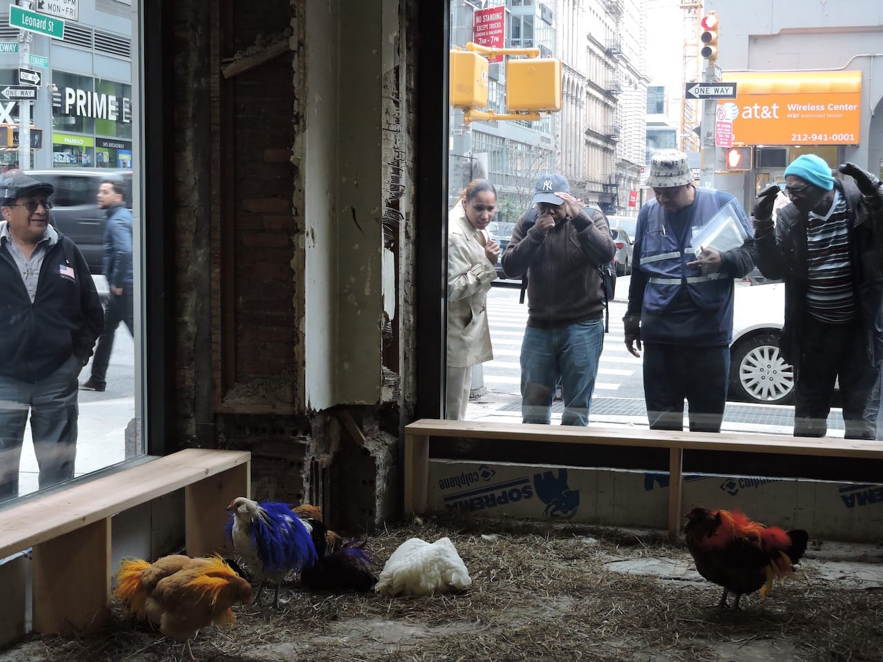 Laura Lima, "Gala Chickens and Ball" (2015). A Performa Commission. (Photo by author for Hyperallergic)