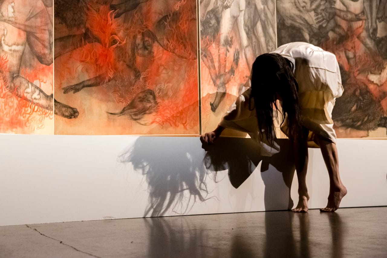 Eiko Otake, A Body in a Gallery. Performance. Photo: © Cecilia Mezulic. Courtesy of Pioneer Works