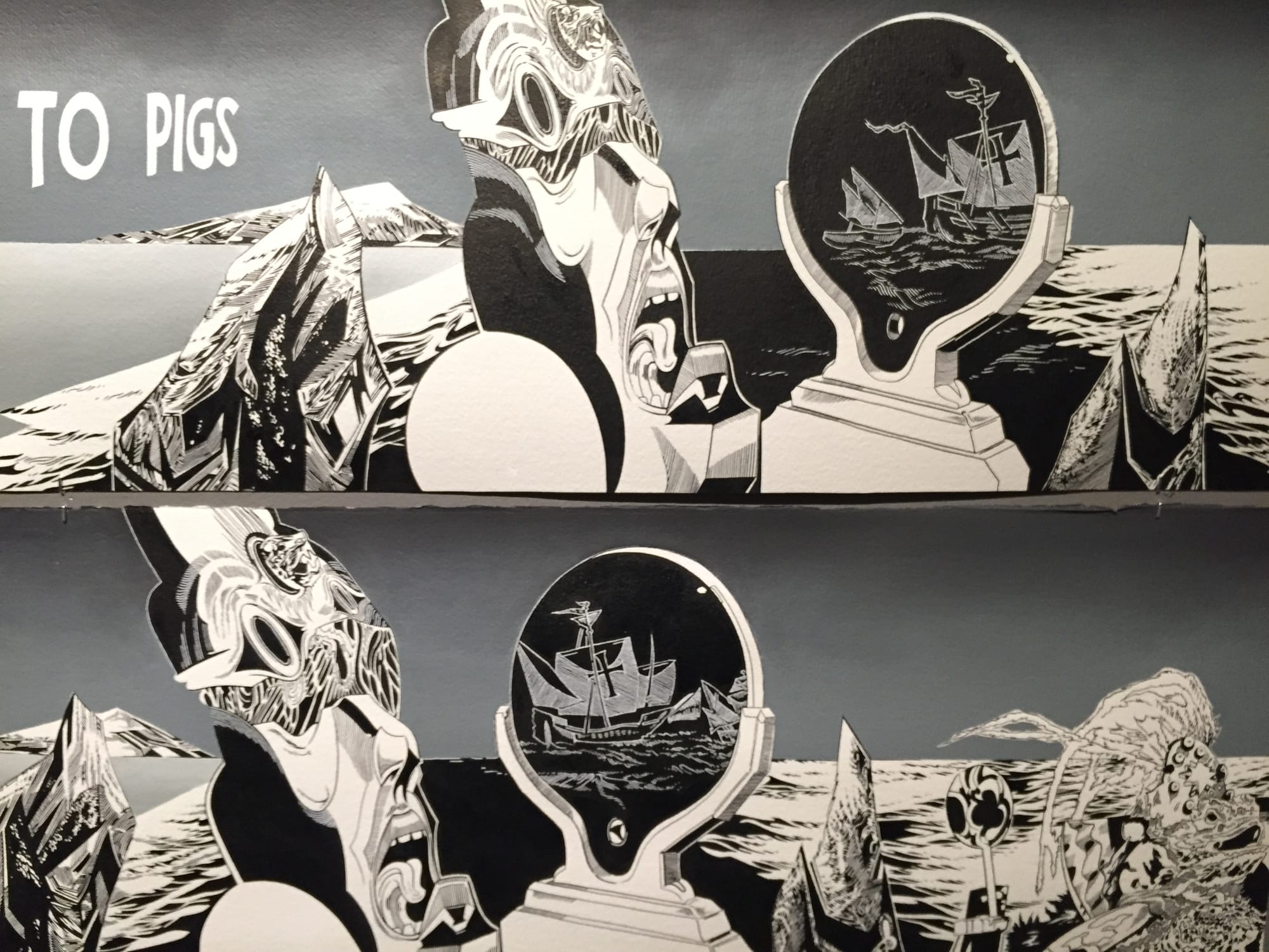 Andrea Carlson Ink Babel, 2014 Ink on Paper 115" x 183" overall Courtesy Bockley Gallery, Minneapolis