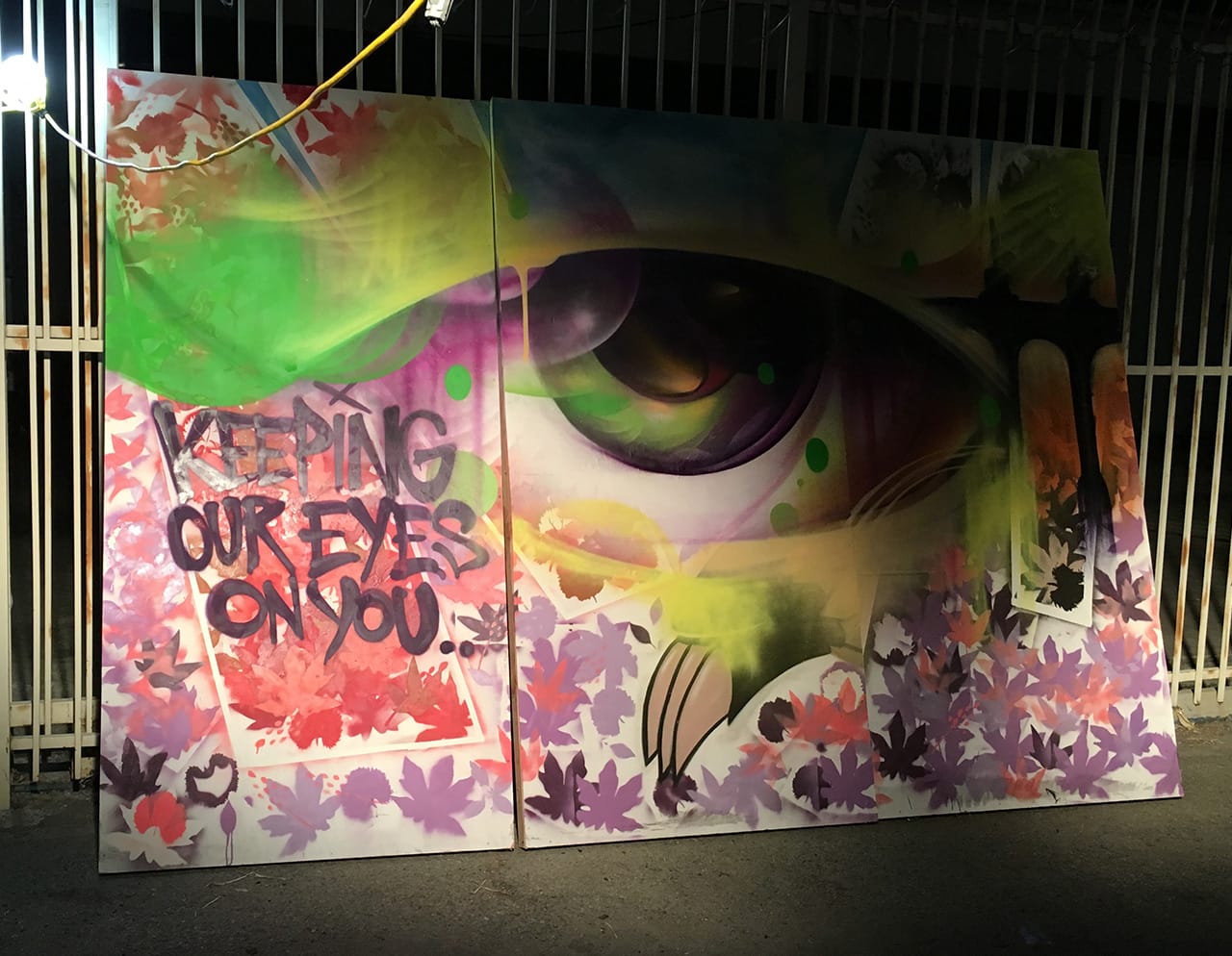 Graffiti art by Vyal Reyes at ‘Ambularte’ mobile art exhibit in Boyle Heights, Los Angeles