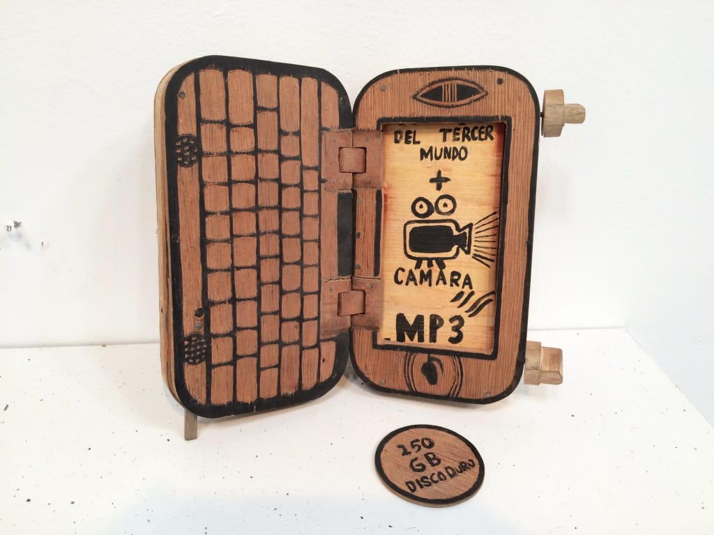 Abel Barroso, "I Phone MP3," mixed media/wood