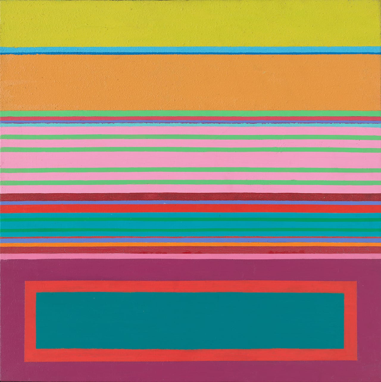 John Ferren, "Hot" (1966), acrylic on canvas, 24 x 24 inches