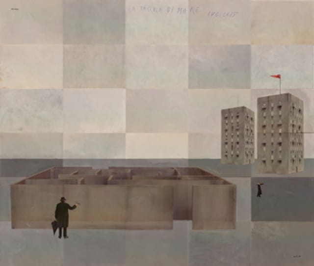 Paolo Ventura, "La Taccola di Mare" (2015), hand-painted photograph with collage, 50 x 58-1/2 inches