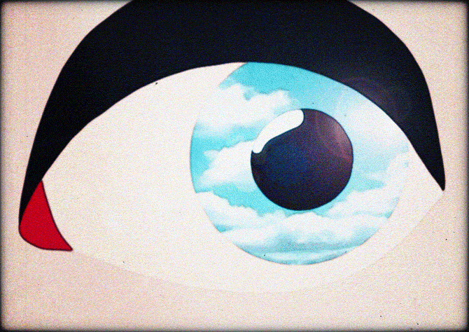 Raphaëlle Martin, animated tribute to René Magritte's "The False Mirror" (1928)