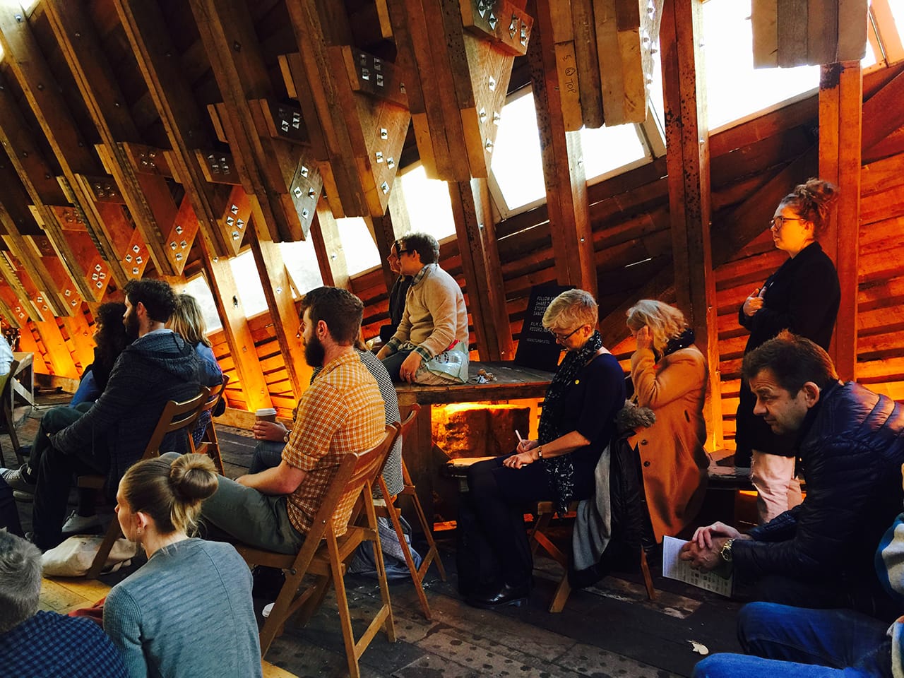 Listeners inside the intimate space of Sanctum 