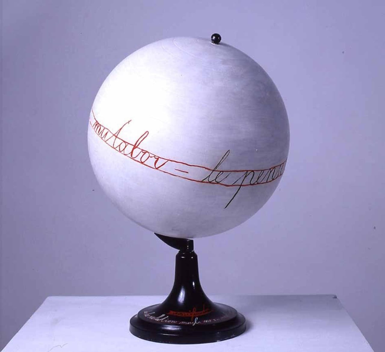 Mangelos (Dimitrije Bašicevic), "Manifest de la relation" (1976), synthetic polymer paint on globe made of plastic and metal