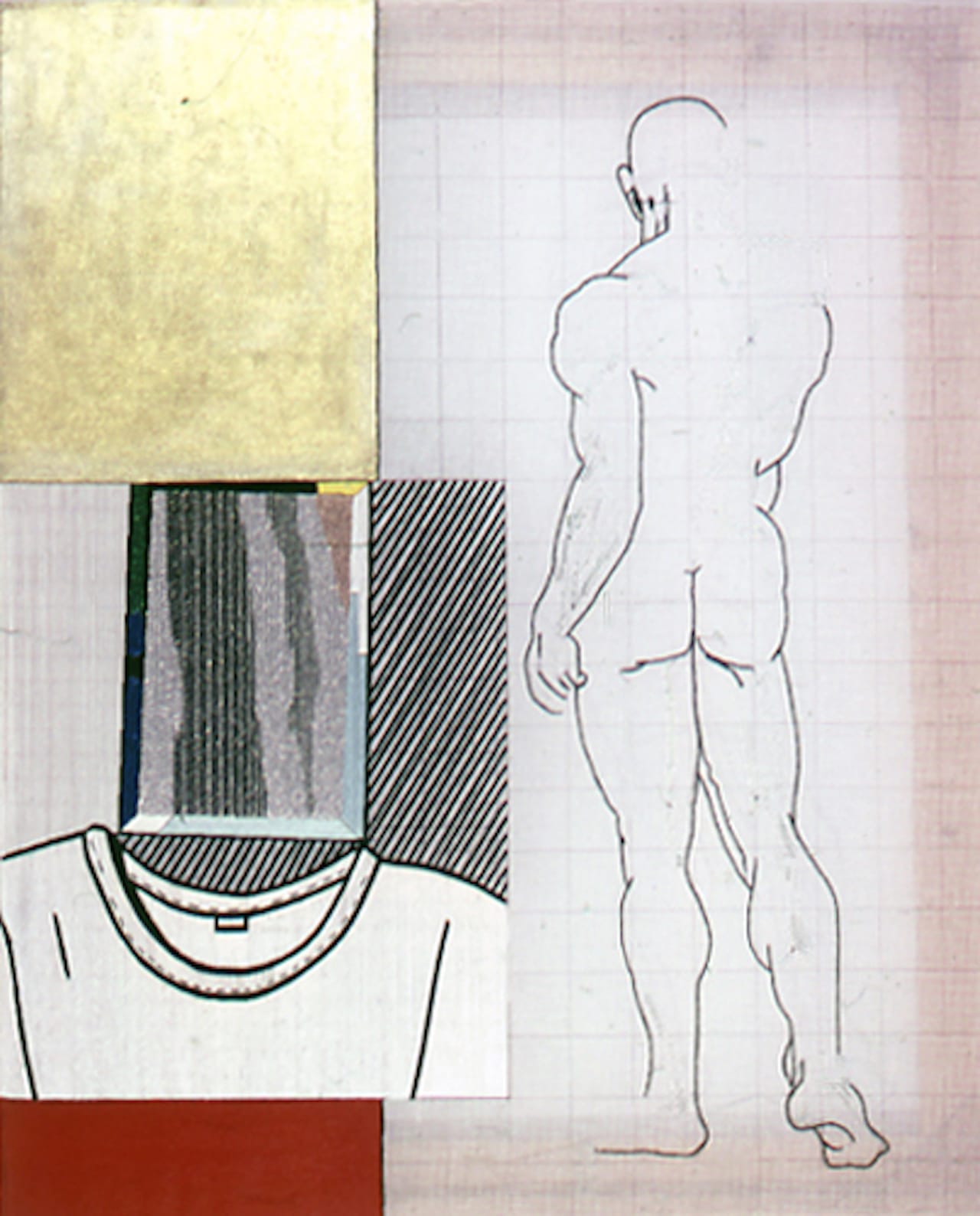 Mirror, Thread and pigment on embroidery fabric (Provided by Visual AIDS)