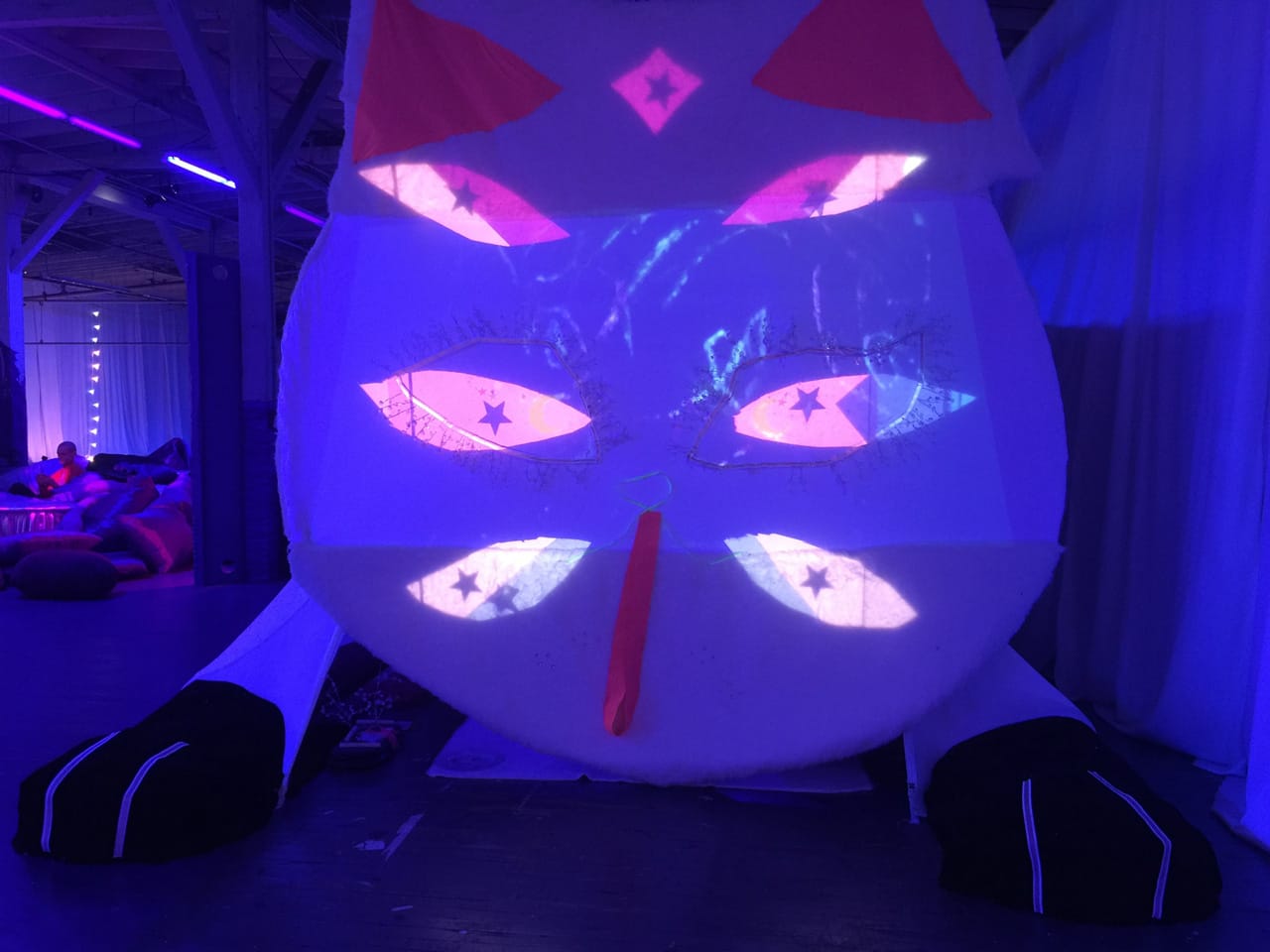 Installation view of CATT BUTT MILKK BARR (2015), by Raphaële Frigon and Zuzu Knew. (All photos by author for Hyperallergic)