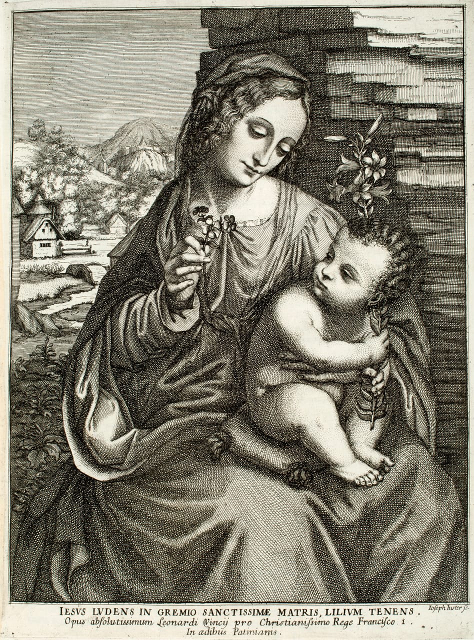 Illustration in Pitture scelte: Joseph Juster (active ca. 1690) after Giampetrino (active 1495–1549), Madonna del giglio. (courtesy Marquand Library of Art and Archaeology, Princeton University) (click to enlarge)