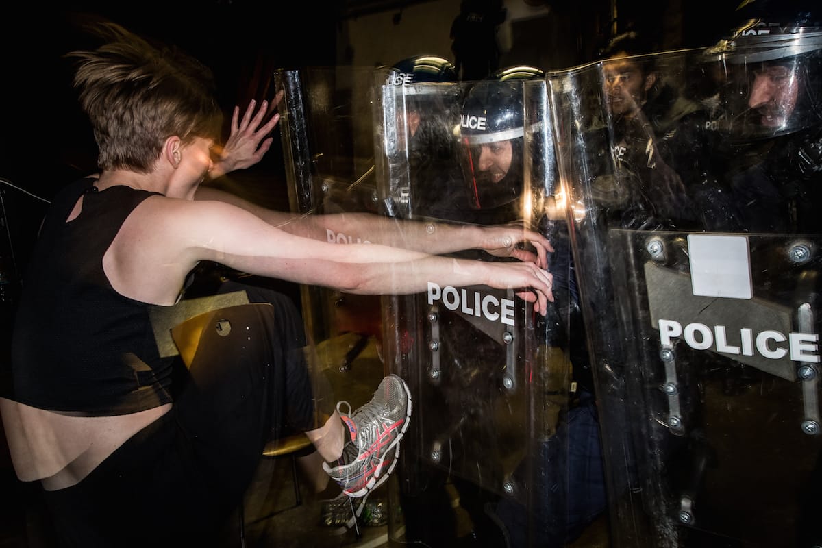 Pussy Riot rehearses ahead of the show they will be performing at Banksy's Dismaland on the 25th of September. London, U.K. Thursday 24th of September 2015 Photo credit: Vianney Le Caer for the Pussy Riot vianney.lecaer@gmail.com Instagram @vlecaer