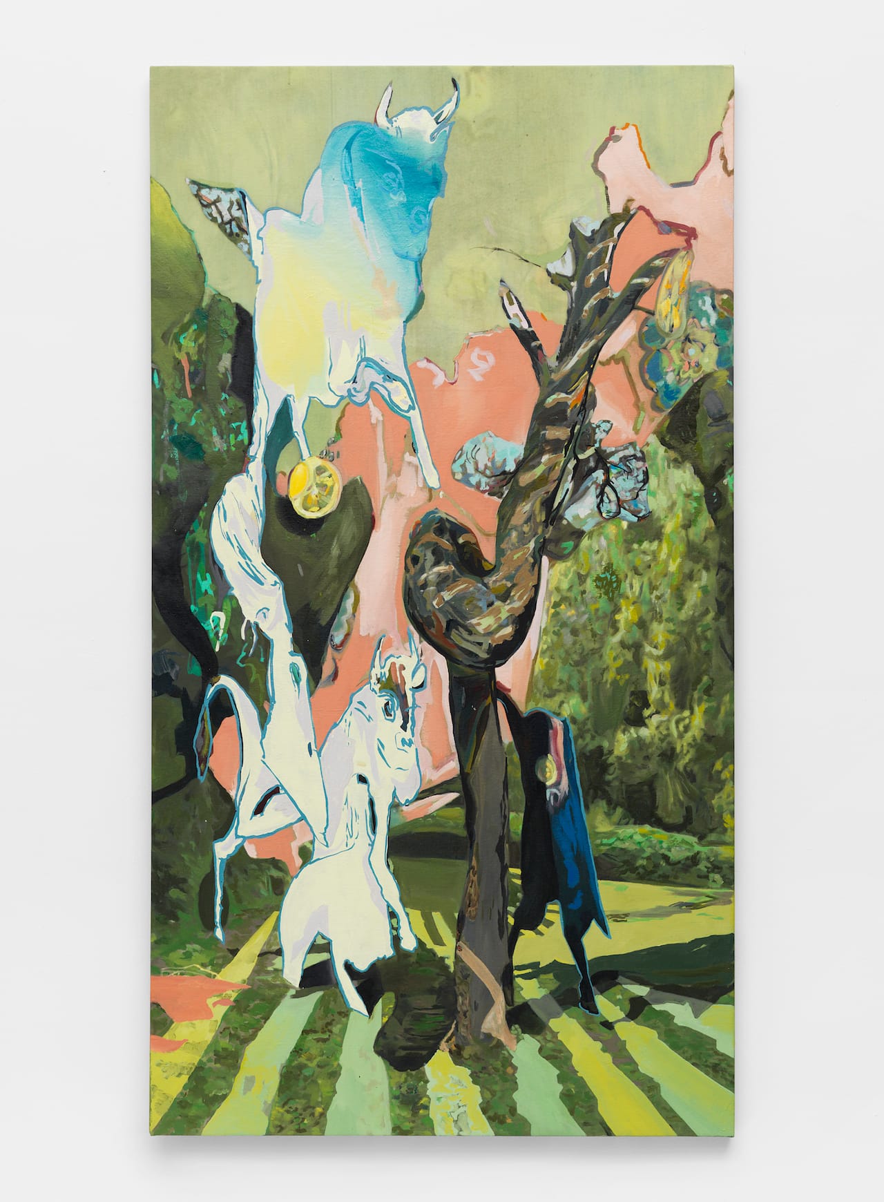 Rachel Rossin, "5_Bulls" (2015), oil on canvas, 68 x 37 inches