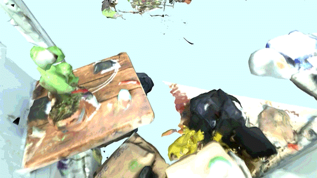 Excerpt from Rachel Rossin, "I Came And Went As A Ghost Hand" (2015), virtual reality (GIF by and courtesy the artist)