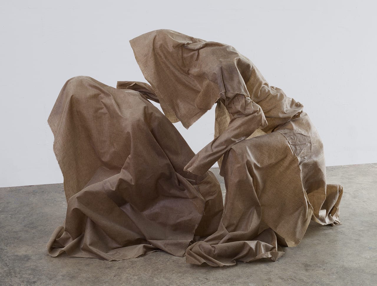 Robert Morris, "Maybe They Won't Find Out" (2014–15), linen and resin, 46 x 32 x 72 inches