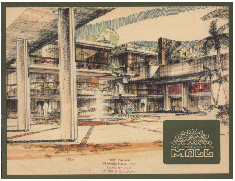 Early rendering of the Los Angeles Mall (image courtesy of Los Angeles Public Library)