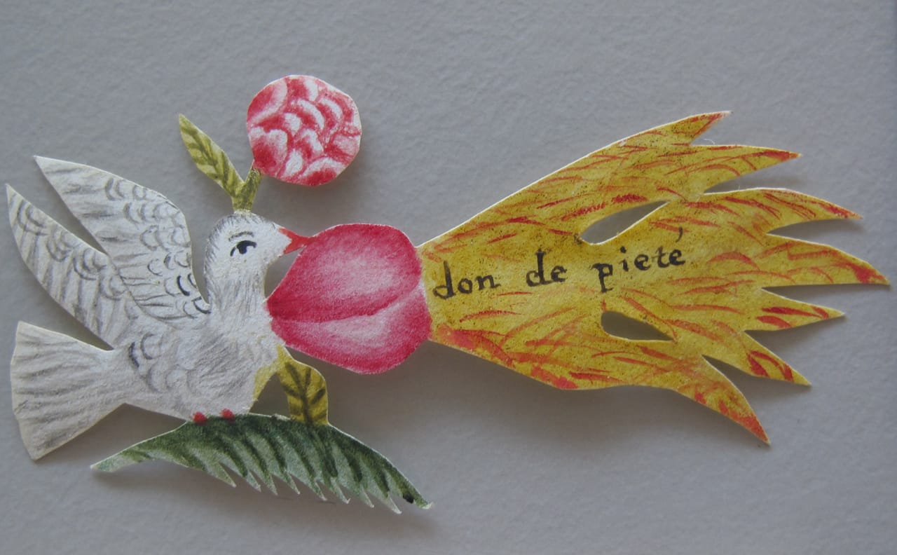 A paper dove included in a letter (© Signed, Sealed & Undelivered Team, 2015. Courtesy of the Museum voor Communicatie, The Hague, The Netherlands)