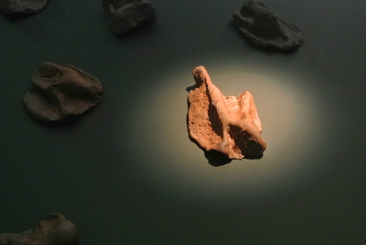 Shona Illingworth, "Solid Gaps of Air" (2015), fired ceramic casts of the gaps between the stones of Cleit 1003, Hirta, St Kilda