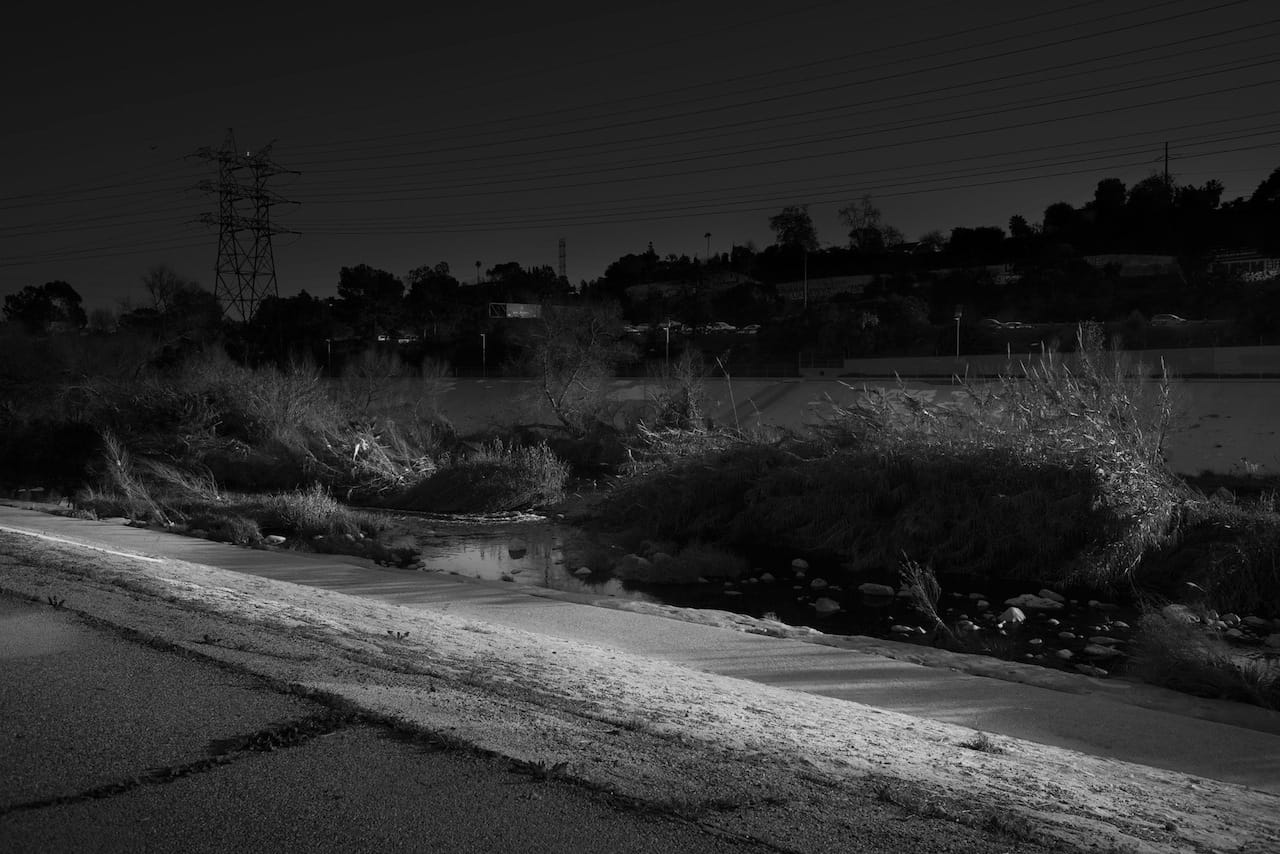 Zoe Crosher, "Untitled L.A. River no.1" from LA-LIKE: Day For Night (Sunlight as Spotlight) (2015) (via facebook)