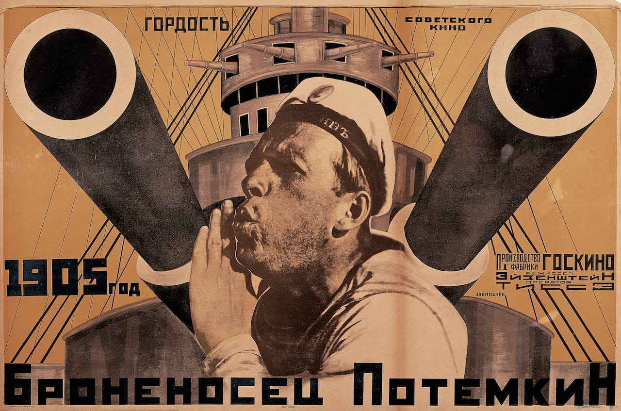 Anton Lavinsky, poster for Battleship Potemkin, 1925, lithograph. Collection of Merrill C. Berman