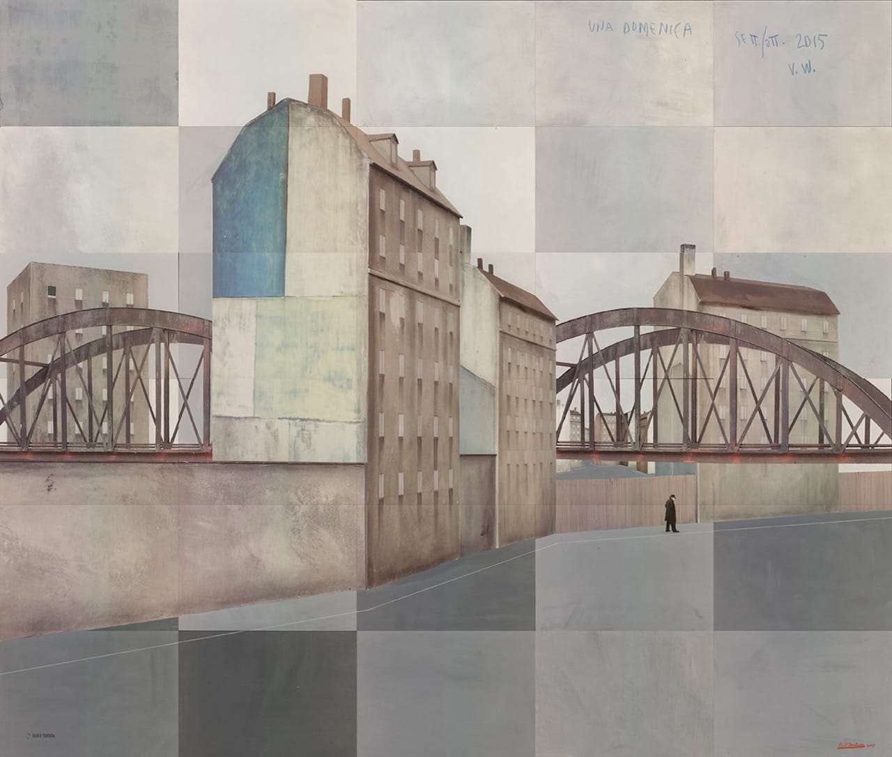 Paolo Ventura, "Una Domenica" (2015), hand-painted photograph with collage, 50 x 58-1/2 inches