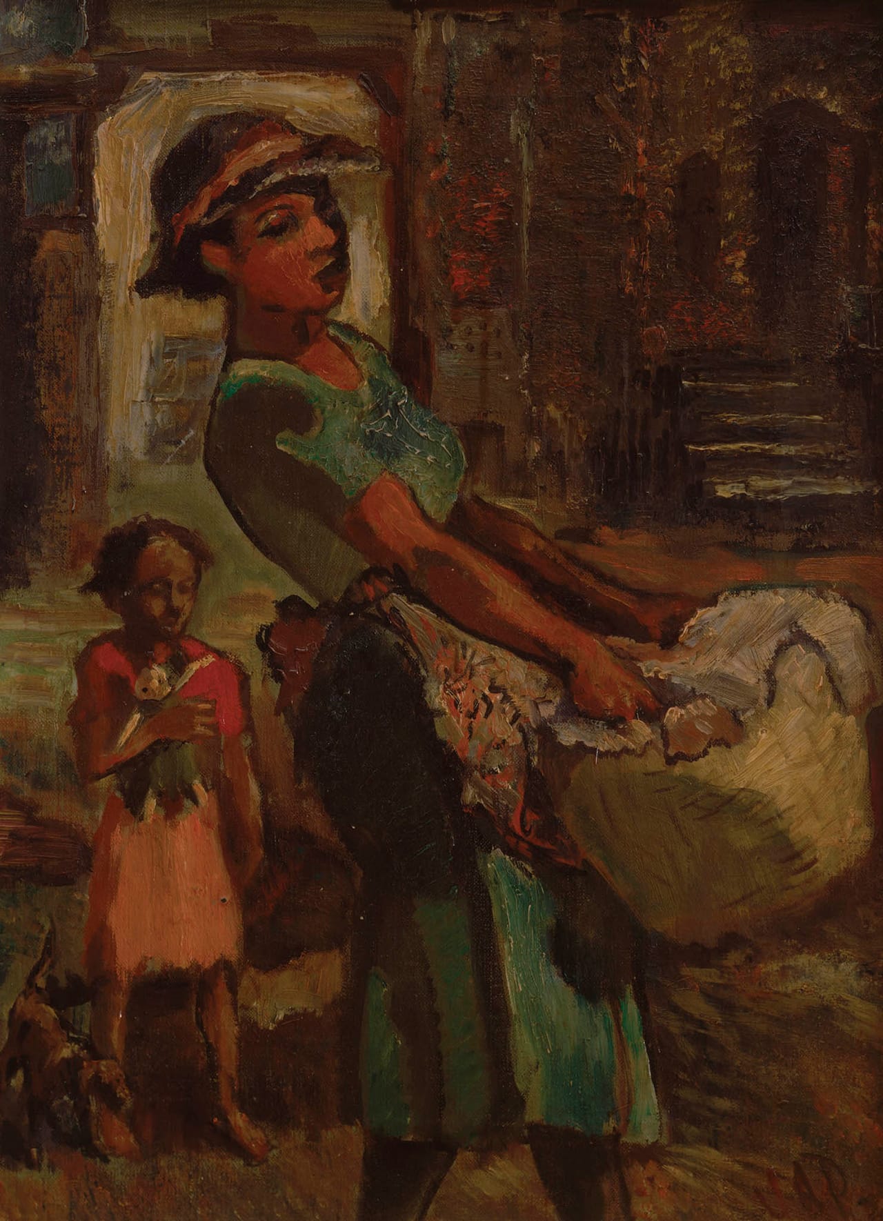James Amos Porter, "Washerwoman" (nd), oil on canvas, 18 x 13 in, Collection of Camille O. and William H. Cosby Jr (photo by Frank Stewart) (click to enlarge)