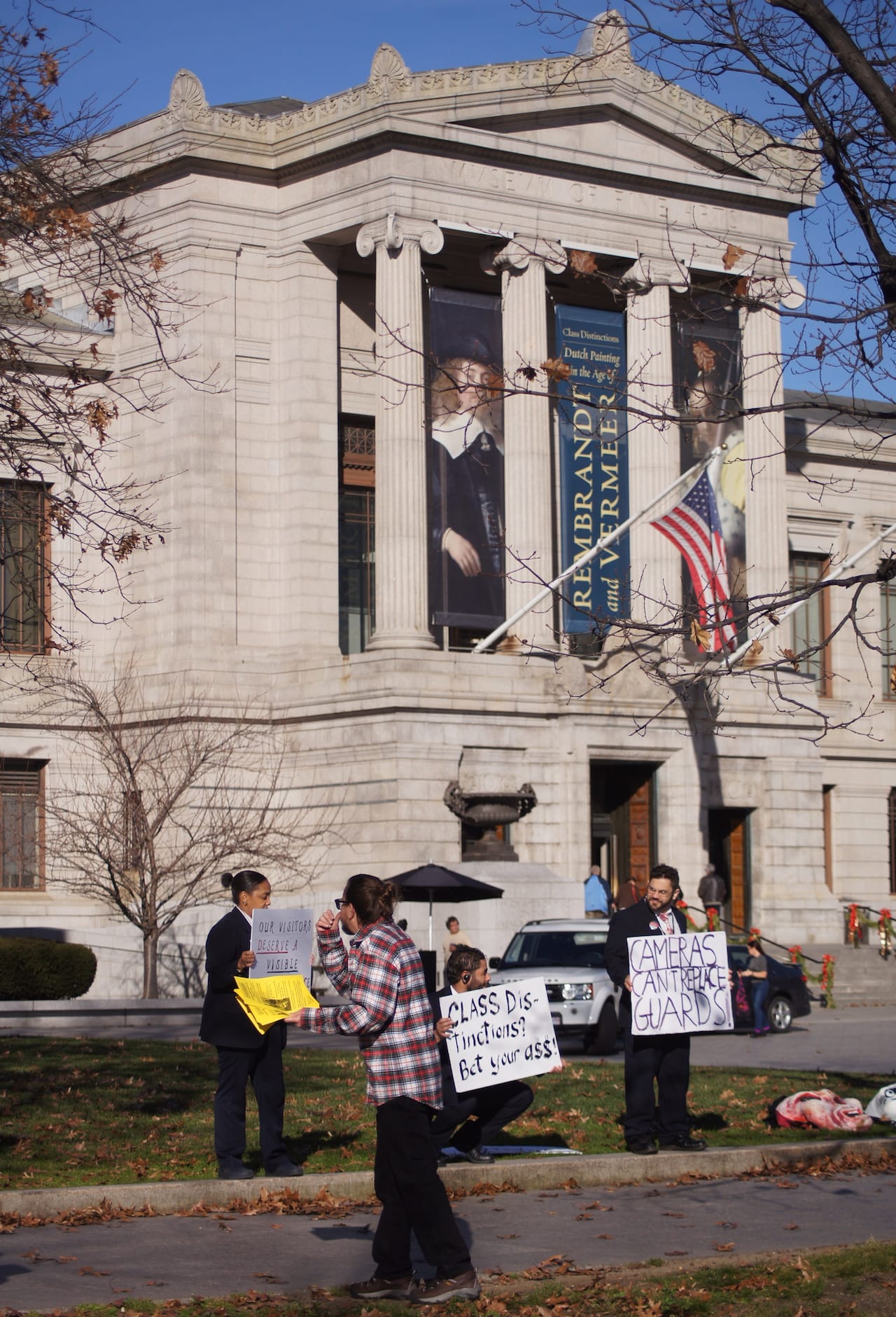 The MISU protests were held on the street in front of the main entrance of the MFA Boston on Huntington Avenue.
