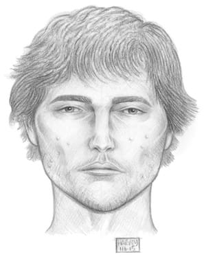 A sketch by Jason Harvey of a suspect in a 2015 hate crime in Williamsburg (image via NYPD)