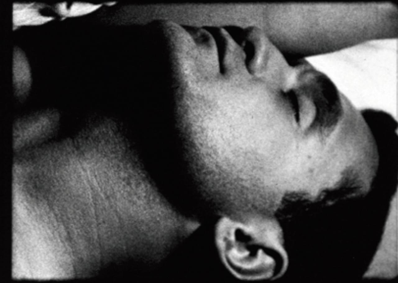 Still from Andy Warhol, 'Sleep' (1963), 16mm film, black and white, silent, 5 hours 21 minutes (©2015 The Andy Warhol Museum)