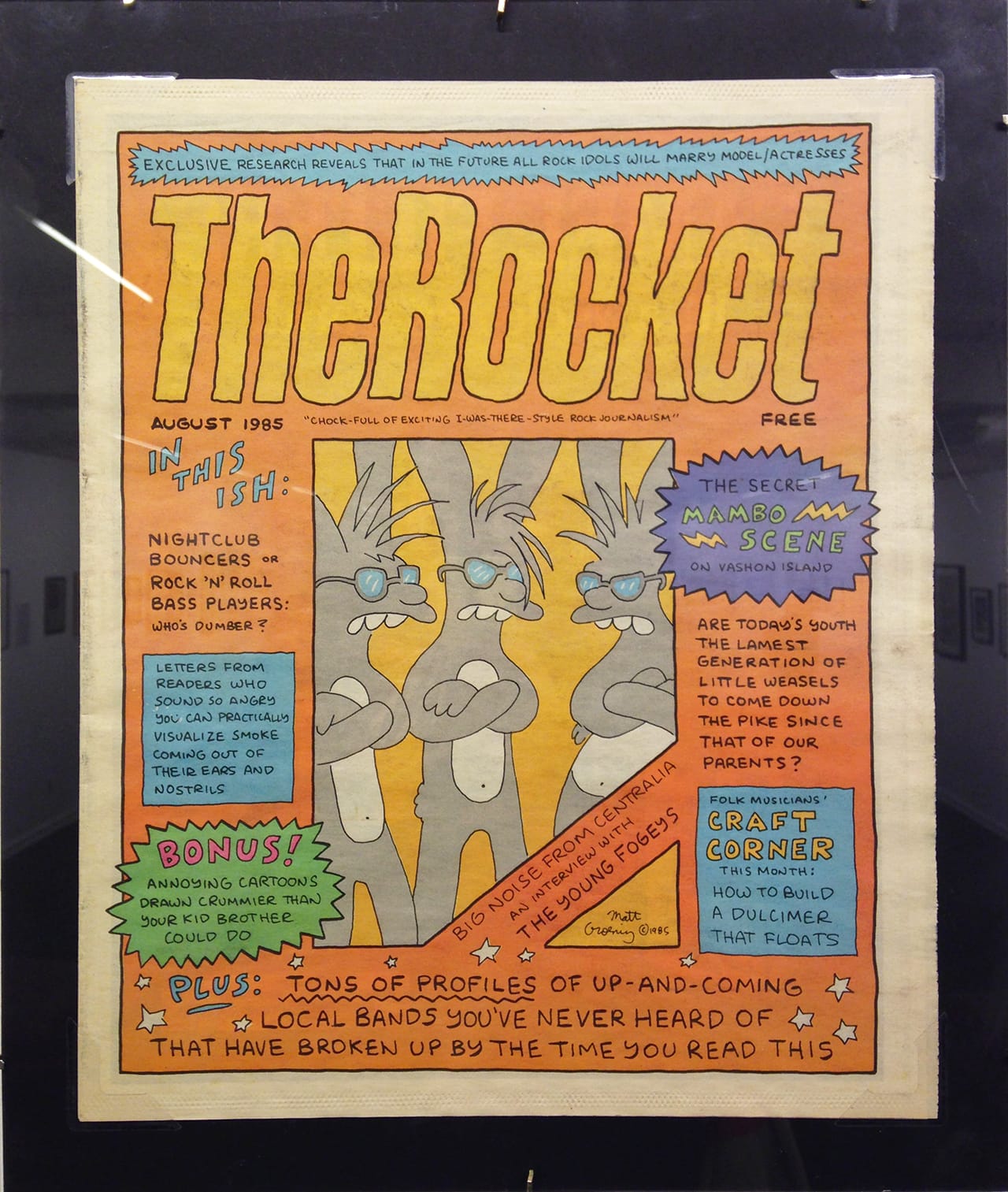 Cover by Matt Groening for 'The Rocket' (photo by Jillian Steinhauer/Hyperallergic)
