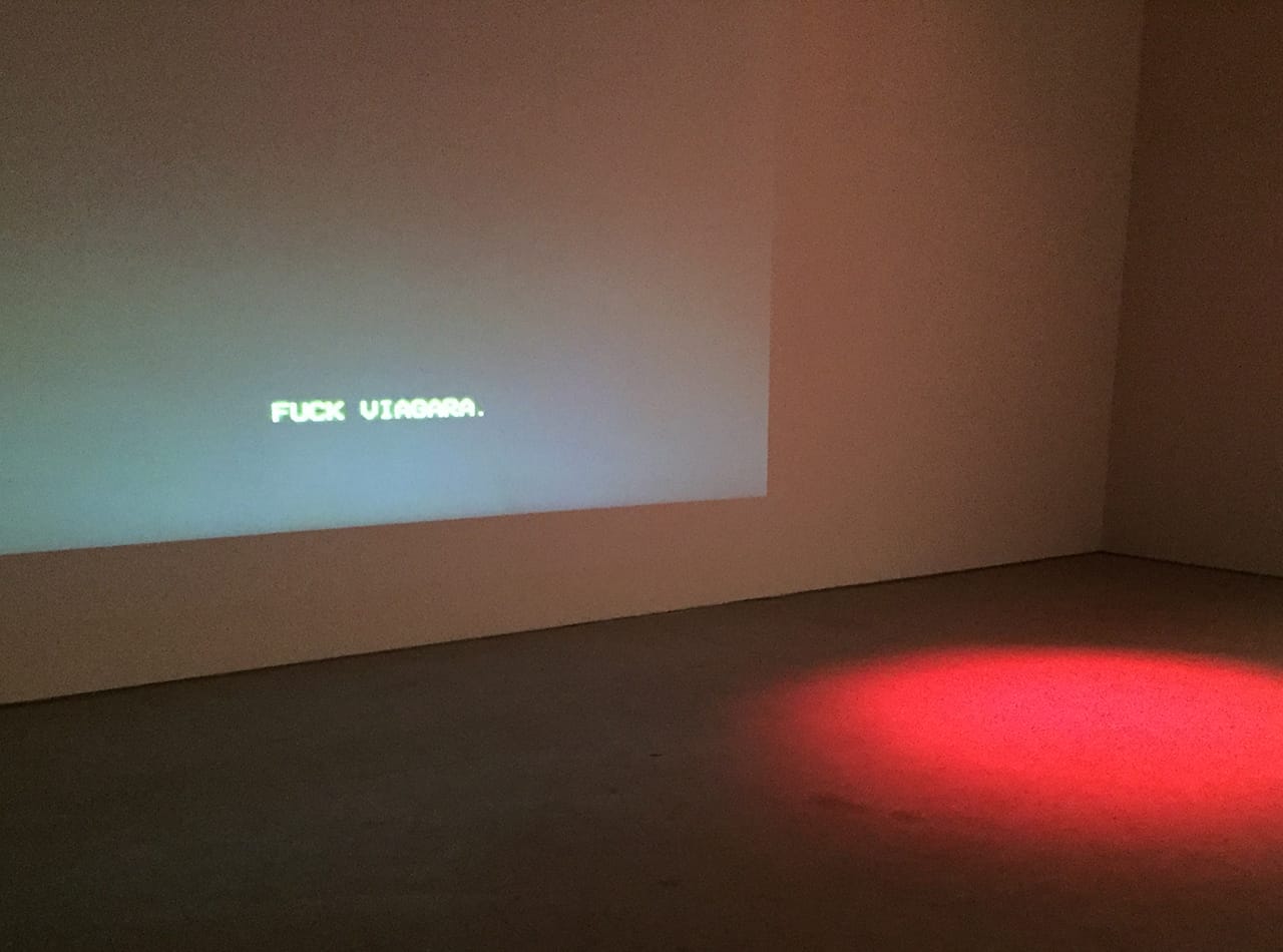 Mark Bradford, "Spiderman" (2015), digital video with audio, 6'03", installation view at Hauser & Wirth