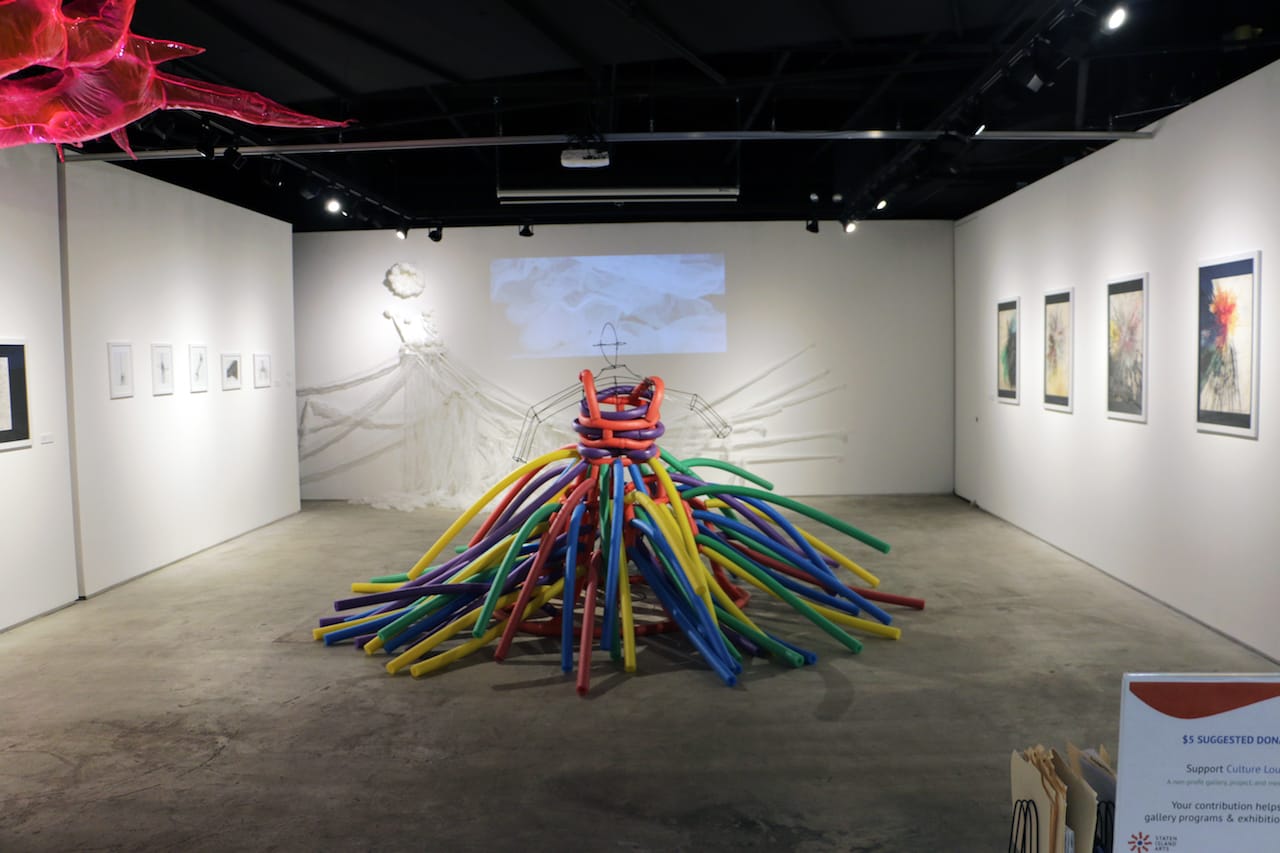 Installation view of DB Lampman's 'Flotation Devices' at the Staten Island Culture Lounge (all images courtesy of Staten Island Arts)