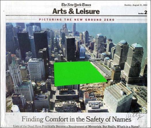 Ellsworth Kelly, Ground Zero collage (2003) (image nytimes.com, via greg.org)