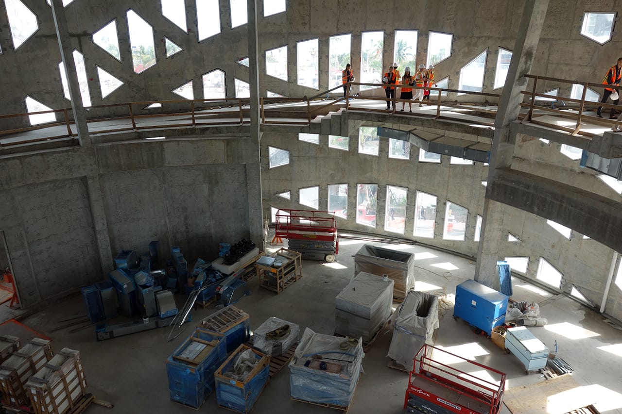 Inside the under-construction Faena Forum in Miami Beach, designed by Rem Koolhaas and OMA
