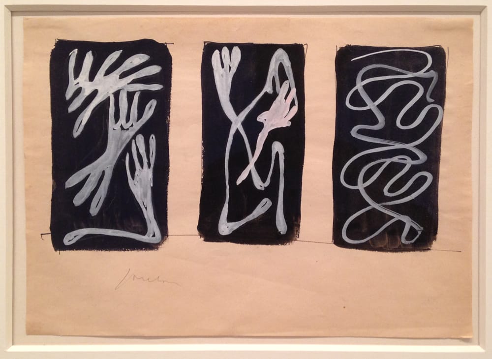 Lucio Fontana, "Studio per decorazione spaziale (Study for Spatial Decoration)" (1952), pencil, watercolor and gouache on paper, 8.3 x 11 inches.