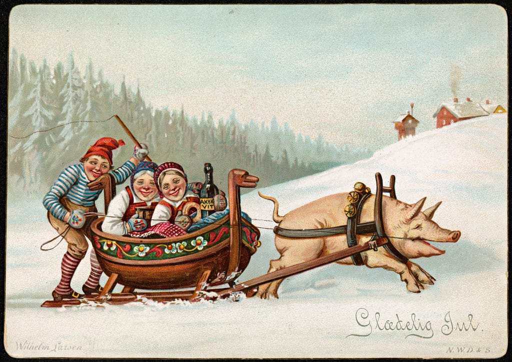 Christmas card by Wilhelm Larsen (1890-92) (via National Library of Norway/Flickr)