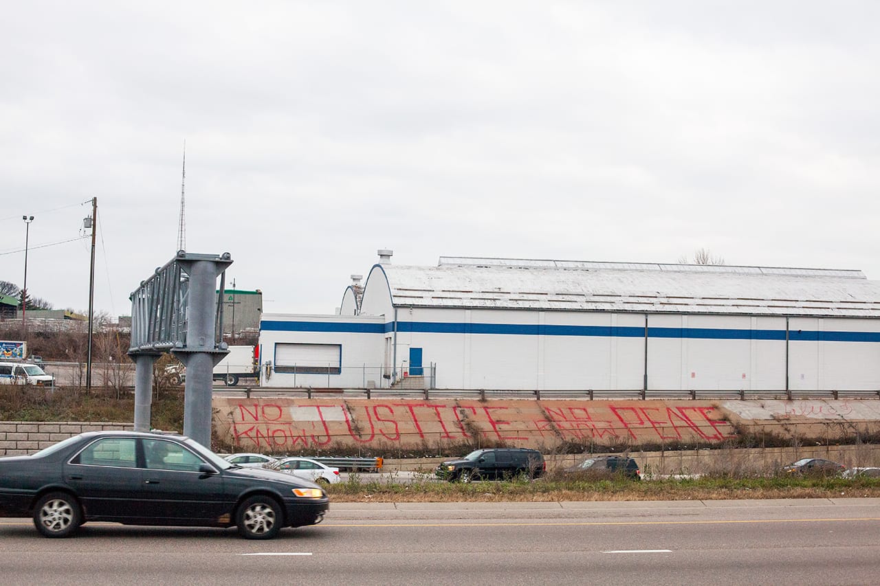 Black Lives Matter graffiti on the highway (click to enlarge)