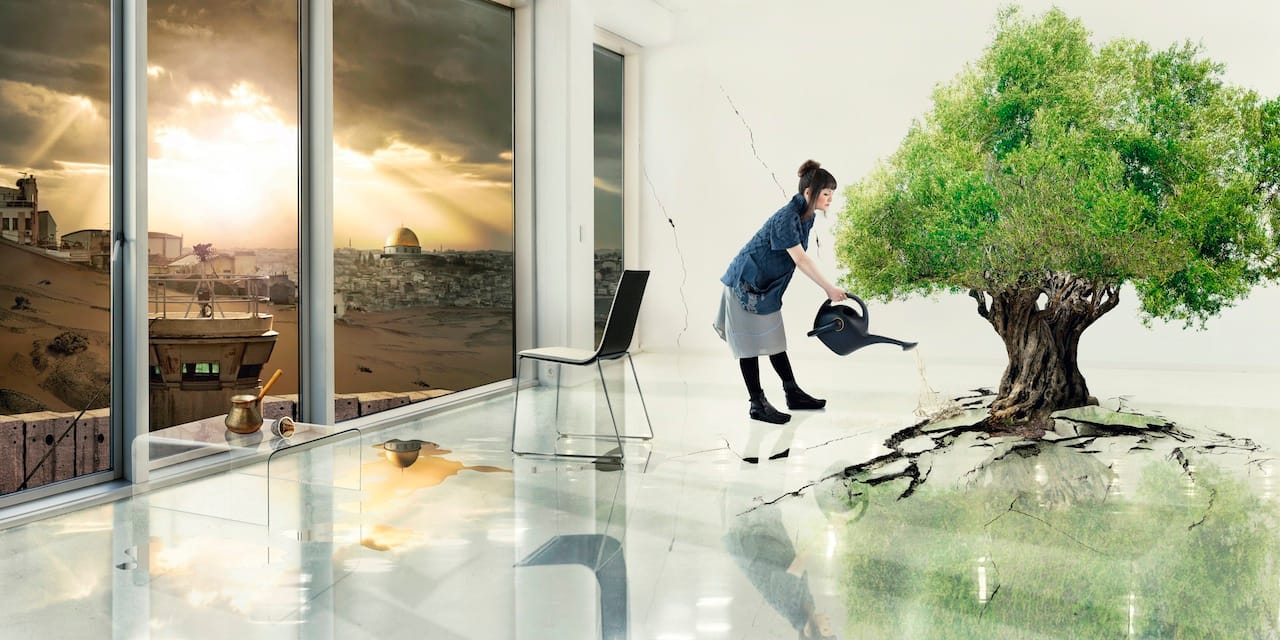 Larissa Sansour, "Nation Estate – Olive Tree" (2012), C‐print, 60 x 120 cm (photo by the artist)