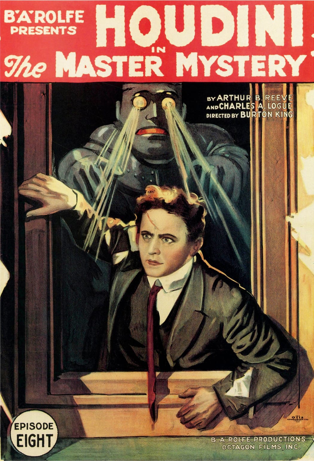 Poster for 'The Mastery Mystery' (1919) with Harry Houdini, with Q the Automaton (via Wikimedia)
